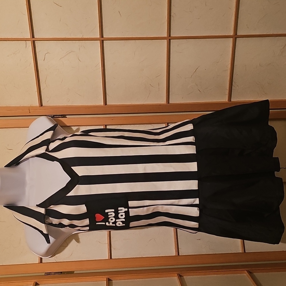 Women Black/White Sexy Referee Halloween Mini Dress Costume Size Small